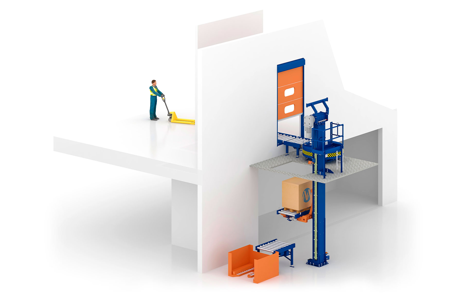 Pallet lift conveyors connect different levels quickly and effectively