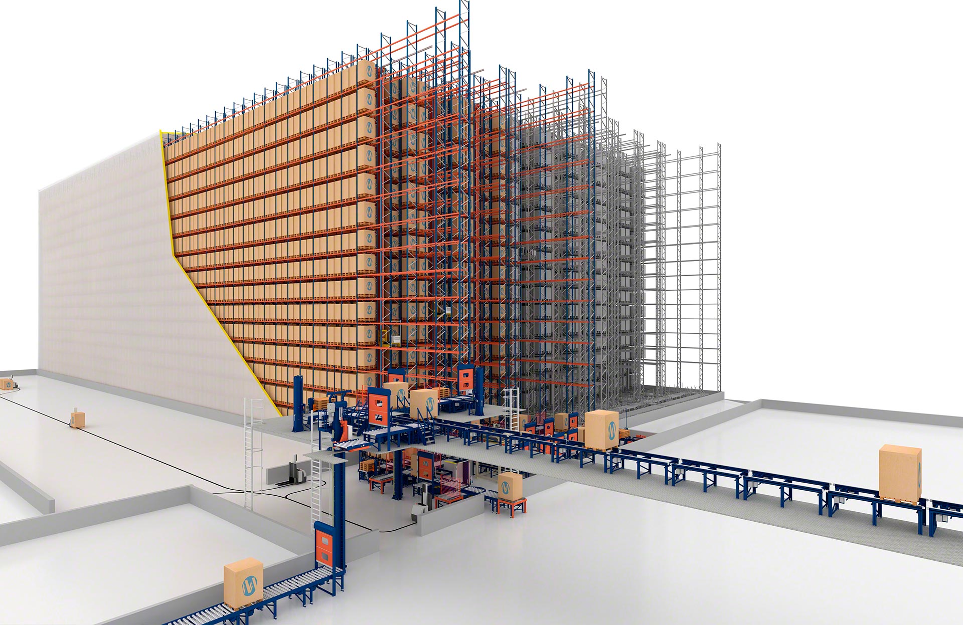 Pallet elevators can reach heights of up to 40 m