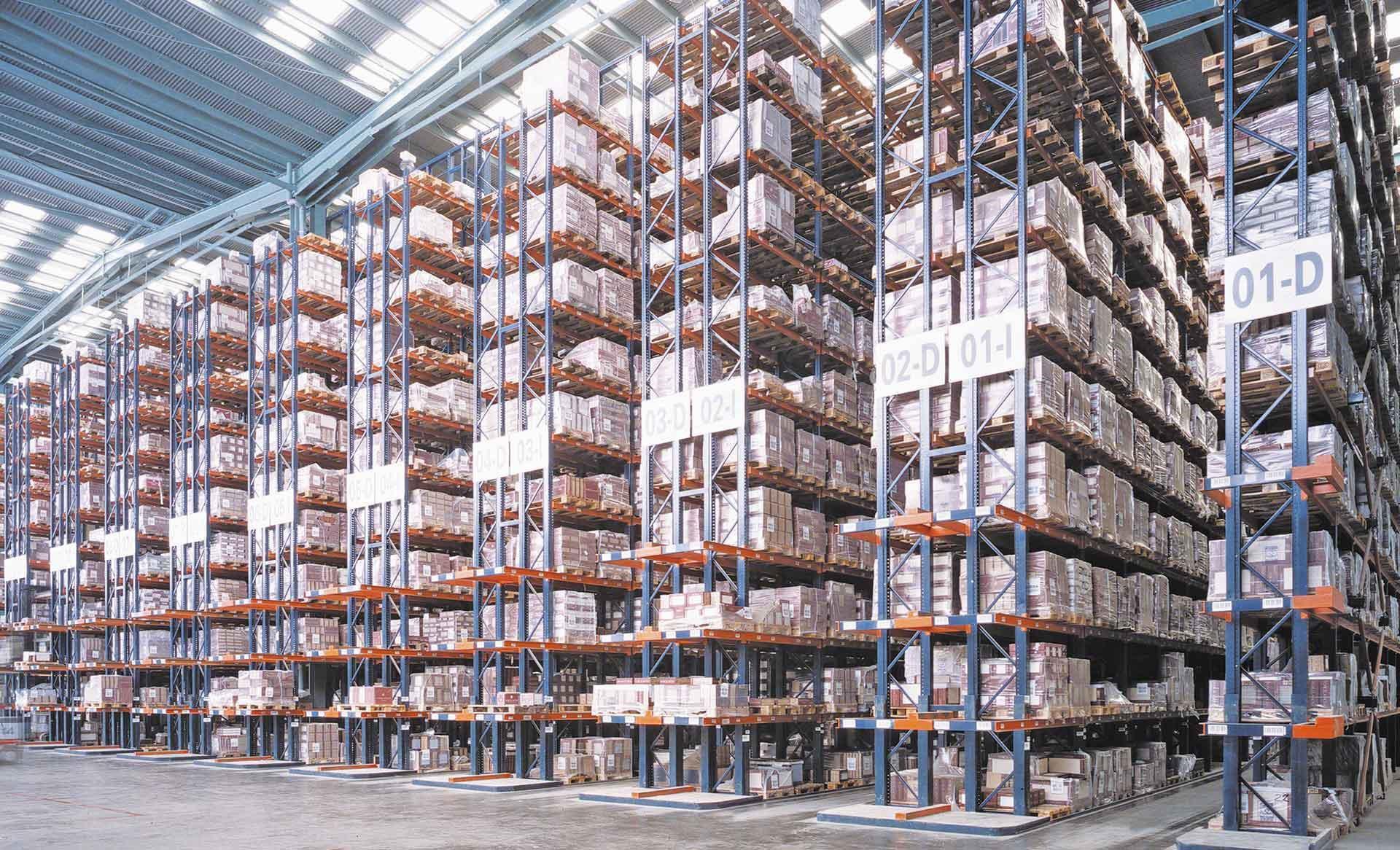 View of a warehouse with pallet racking