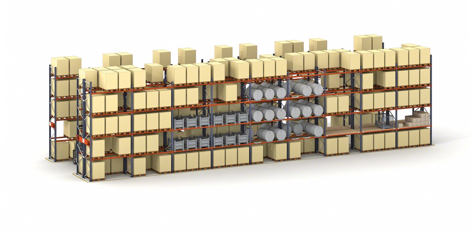 Selective pallet racking enables the storage of different types of unit loads