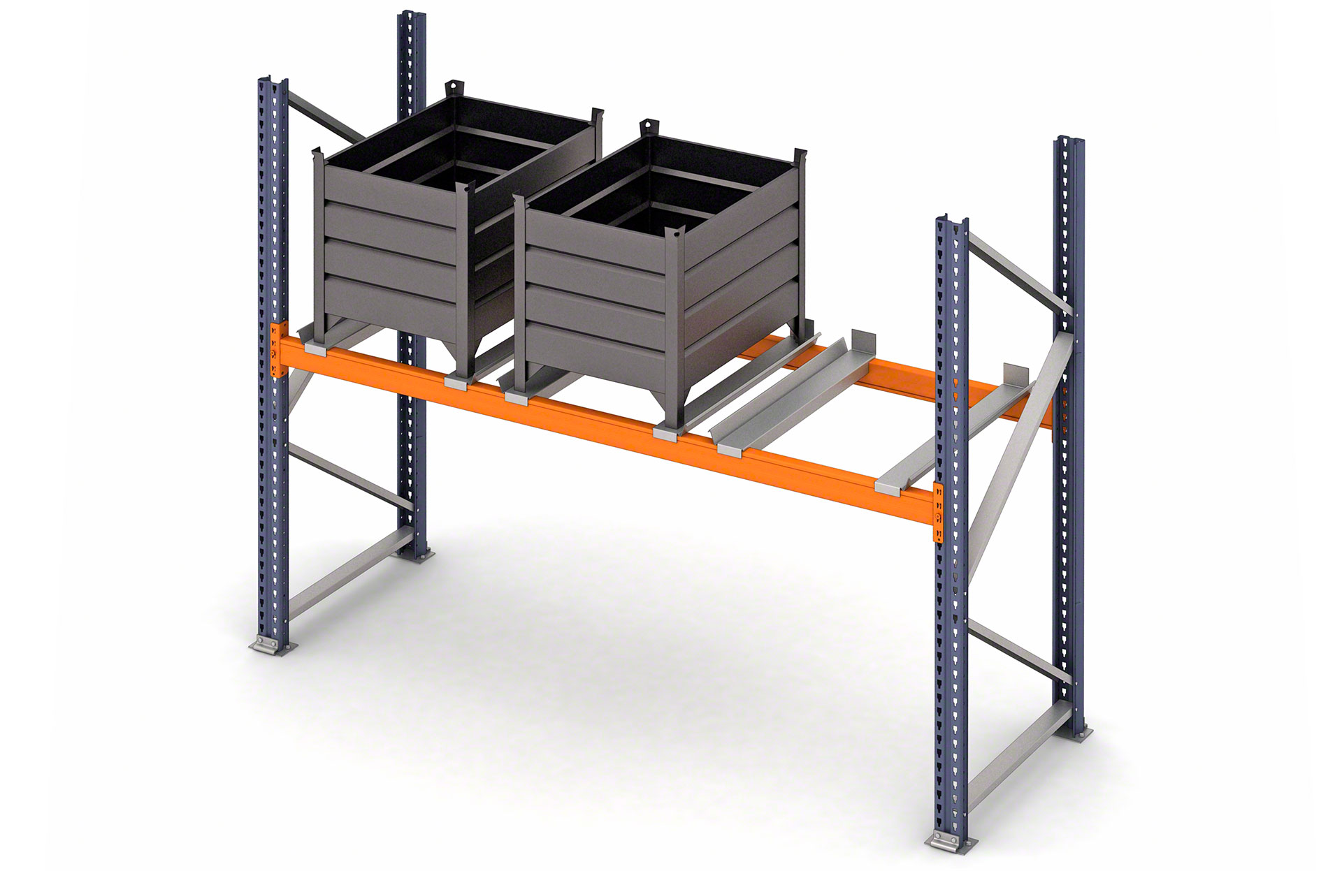 Container support bars on pallet racking
