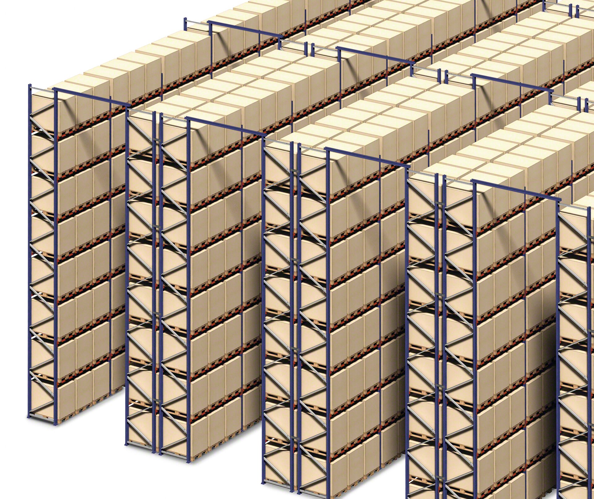 The portal ties at the top of the pallet racks enhance safety