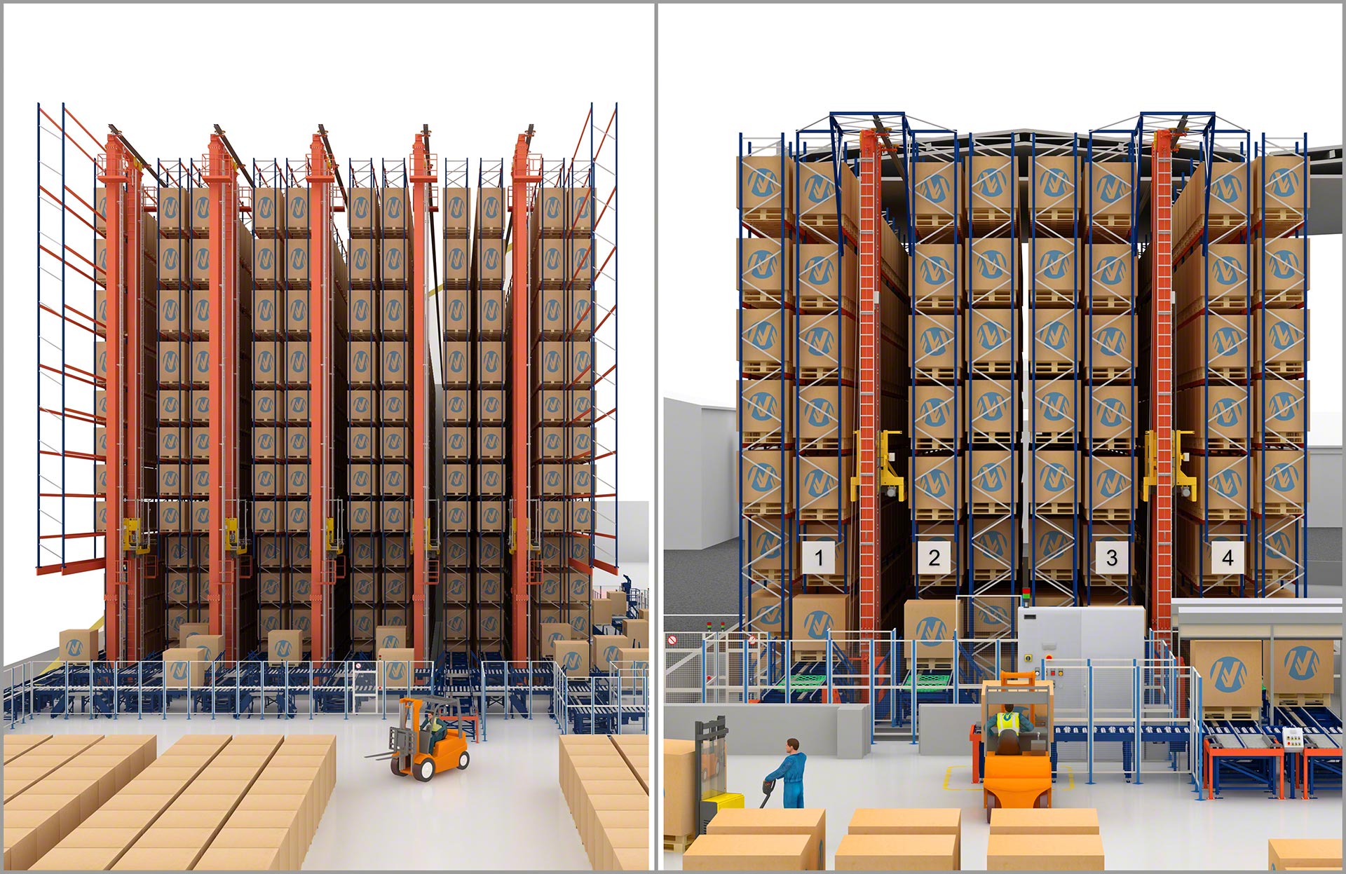 Stacker cranes can operate with single- and double-deep pallet racking